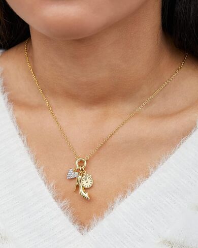 Disney Princess Yellow Flash Plated 3D Cubic Zirconia 18" Charm Necklace, Officially Licensed in Saudi Arabia