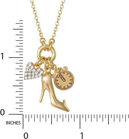Disney Princess Yellow Flash Plated 3D Cubic Zirconia 18" Charm Necklace, Officially Licensed in Saudi Arabia