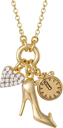 Disney Princess Yellow Flash Plated 3D Cubic Zirconia 18" Charm Necklace, Officially Licensed in Saudi Arabia
