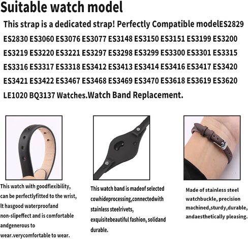 8 mm Leather Watch Band replacement for Fossil ES2829 ES2830 ES3060 ES3076 ES3077 Strap Wirstband accessories for Men and Women in Saudi Arabia