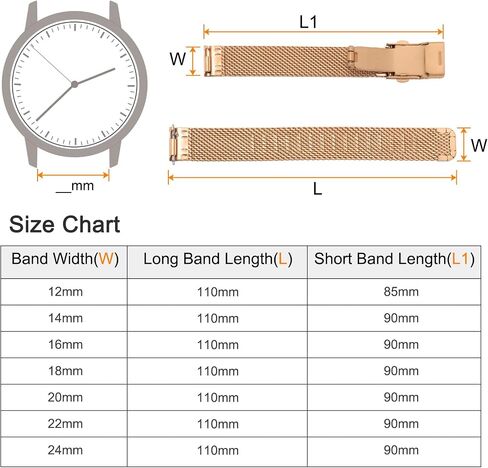 HARFINGTON Stainless Steel Mesh Watch Band Quick Release Metal Watch Strap Adjustable Fold Clasp Replacement Bands for Men Women in Saudi Arabia