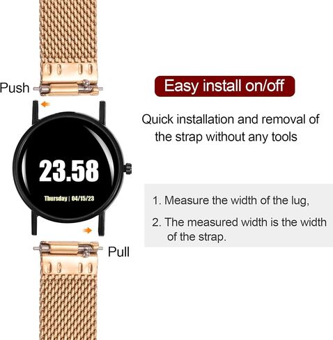 HARFINGTON Stainless Steel Mesh Watch Band Quick Release Metal Watch Strap Adjustable Fold Clasp Replacement Bands for Men Women in Saudi Arabia