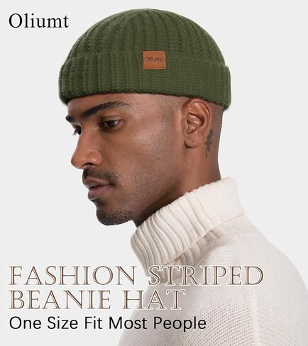 Fisherman Short Beanie Hats for Men, Knit Skull Cap Cuff Trawler Hat Mens Stylish Watch Cap Winter Warm Hat for Daily Wear in Kuwait