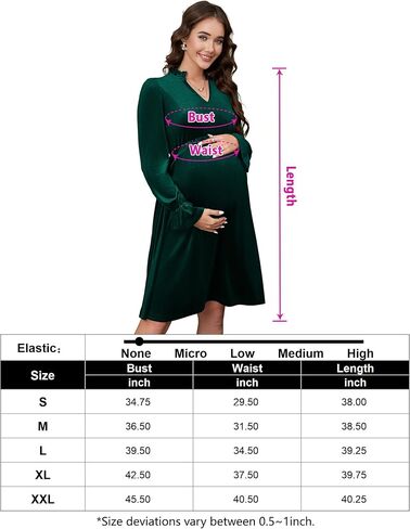 KOJOOIN Maternity V Neck Velvet Dress Women's Ruffle Long Sleeve Cocktail Midi Dresses Photoshoot Baby Shower Fall Dress in Saudi Arabia