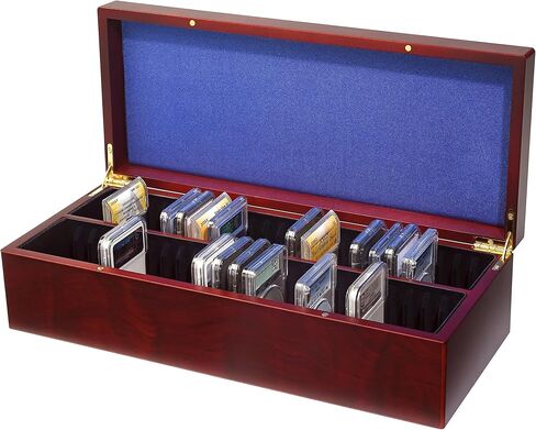 المنارة - صندوق عملات معدنية يتسع لـ 50 لوحًا - مثالي للألواح من PCGS وNGC وANACS وICG والمزيد - لمسة نهائية من خشب الماهوجني in Kuwait