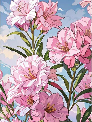 QENSPE Diamond Art Painting Kits for Adults,Pink Flowers Full Drill Diamond Dots Paintings for Beginners,Round 5D DIY Arts and Crafts Gem Art Painting Kits 12x16inch in Saudi Arabia