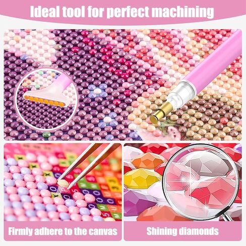 QENSPE Diamond Art Painting Kits for Adults,Pink Flowers Full Drill Diamond Dots Paintings for Beginners,Round 5D DIY Arts and Crafts Gem Art Painting Kits 12x16inch in Saudi Arabia