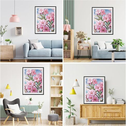 QENSPE Diamond Art Painting Kits for Adults,Pink Flowers Full Drill Diamond Dots Paintings for Beginners,Round 5D DIY Arts and Crafts Gem Art Painting Kits 12x16inch in Saudi Arabia