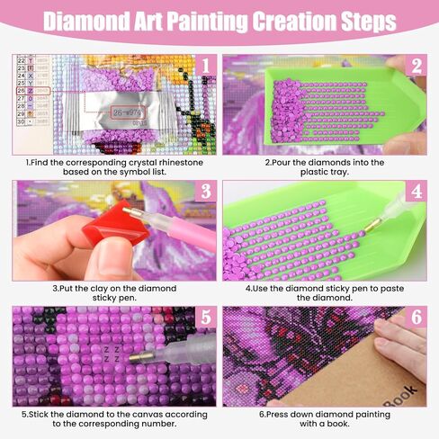 QENSPE Diamond Art Painting Kits for Adults,Pink Flowers Full Drill Diamond Dots Paintings for Beginners,Round 5D DIY Arts and Crafts Gem Art Painting Kits 12x16inch in Saudi Arabia