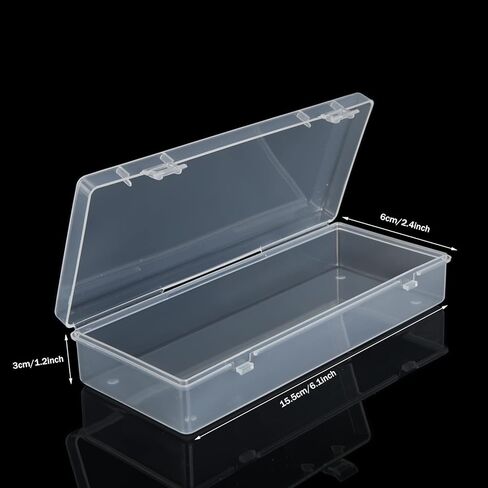 صندوق حاويات تخزين صغير من البلاستيك مكون من 12 قطعة من زيكي، علبة مستطيلة شفافة بأغطية مفصلية، صناديق Hi-Q للأدوات والإكسسوارات واللوازم الحرفية وشارات الأظافر والمجوهرات - 6.1 × 2.36 1.18 بوصة in Kuwait