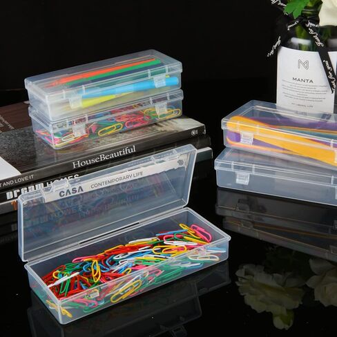 صندوق حاويات تخزين صغير من البلاستيك مكون من 12 قطعة من زيكي، علبة مستطيلة شفافة بأغطية مفصلية، صناديق Hi-Q للأدوات والإكسسوارات واللوازم الحرفية وشارات الأظافر والمجوهرات - 6.1 × 2.36 1.18 بوصة in Kuwait
