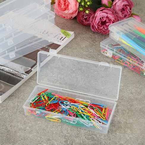 صندوق حاويات تخزين صغير من البلاستيك مكون من 12 قطعة من زيكي، علبة مستطيلة شفافة بأغطية مفصلية، صناديق Hi-Q للأدوات والإكسسوارات واللوازم الحرفية وشارات الأظافر والمجوهرات - 6.1 × 2.36 1.18 بوصة in Kuwait