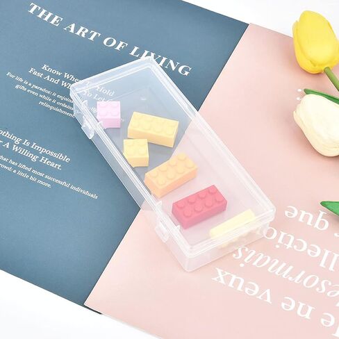 صندوق حاويات تخزين صغير من البلاستيك مكون من 12 قطعة من زيكي، علبة مستطيلة شفافة بأغطية مفصلية، صناديق Hi-Q للأدوات والإكسسوارات واللوازم الحرفية وشارات الأظافر والمجوهرات - 6.1 × 2.36 1.18 بوصة in Kuwait