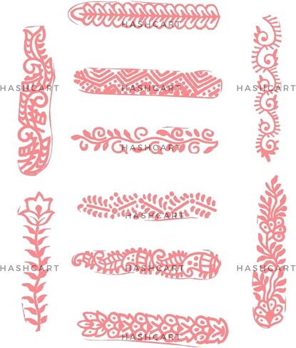 Mehendi Print Blocks| Border Pattern Wooden Stamps - Border Pattern Printing Blocks - Handcarved Indian Textile Printing Blocks for Crafting on Fabric, Clay & Henna Tattoo, Hashcart® (Set of 10) in Kuwait