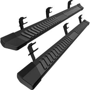 6 Inches Running Boards Side Steps Compatible with 2015-2024 Ford F150 F 150, 2017-2024 Ford F250 F350 Super Duty SuperCrew/Crew Cab 4 Full Size Doors, Black Textured Aluminum Nerf Bars