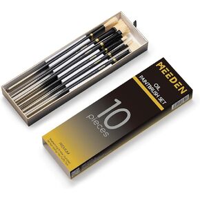 MEEDEN Oil Paint Brush Set: 10 Pcs Hog Bristle Paint Brushes with Wood Long Handle - Artist Paint Brush Set for Adults Beginners - Perfect for Oil Acrylic Canvas Painting