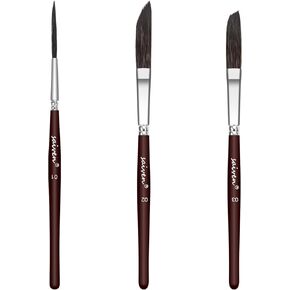 Paint Brushes Set - SYCYKA 1Pack/3pcs Watercolor Pinstriping Brushes Painting Brushes Set for Acrylicl, Oil and Gouache, Body, Face Nail Art and Rock Painting - Black