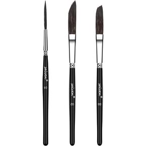 Paint Brushes Set - SYCYKA 1Pack/3pcs Watercolor Pinstriping Brushes Painting Brushes Set for Acrylicl, Oil and Gouache, Body, Face Nail Art and Rock Painting - Black