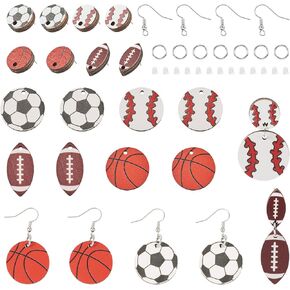 Beadthoven 18 Pairs DIY Bohemian Printed Wooden Earring Making Kit, Cow Cross Flower Teardrop Wood Charms Ornaments Earring Hooks Jump Rings for Jewelry Making Beginner Adult Boho Embellishments