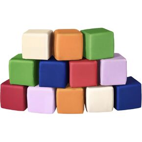 Foam Building Blocks for Kids: 12-Pieces PU Leather Colorful Foam Blocks - Building Toys for Toddler - Giant Stacking Blocks Toys - Soft Indoor Playset for Birthday Gift Preschool Learning (Modern)