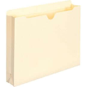 Smead 100% Recycled File Jacket, Reinforced Straight-Cut Tab, 2" Expansion, Letter Size, Manila, 50 per Box (75605)