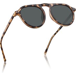 Retro Aviator Polarized Sunglasses for Women and Men, Trendy Round Shades Sun Glasses Lightweight ST7126