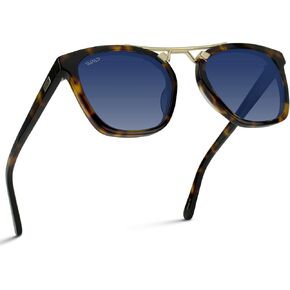 WearMe Pro Polarized Vintage Large Square Womens Sunglasses with Metal Double-Bar Bridge