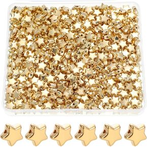 400 Pcs Star Spacer Beads 12 mm Star Shaped Charm Large Hole Loose Beads for Jewelry Bracelets Crafts DIY Making(Gold)