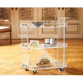 ONELUX 2319 Clear Acrylic Storage Rolling Cart,Mobile Bar Cart