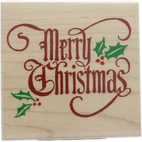 MERRY CHRISTMAS Wood Mounted Rubber Stamp InkaDinkaDo