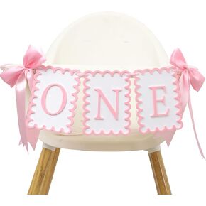 Girls 1st Birthday Decorations - Pink Bow High Chair Banner, Bow First Birthday Photo Props, Pink Bow Cake Smash Party Decorations, Sweet One Birthday Highchair Banner(Pink Bow HighChair Banner)