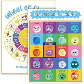 Magnet Feelings Chart How Are You Feeling Emotions Chart Wheel of Choice Feelings Poster Communication Board for Adults Educational Tool for Kids Toddlers Classroom, 20 Different Moods