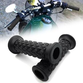 Motorcycle Grips 7/8" 22mm Universal Rubber Bar End Thruster Grip Compatible with Honda Yamaha Kawasaki Suzuki Street Bike Cafe Racer (End Open)