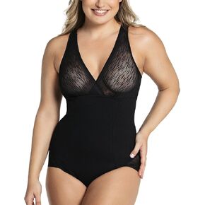 Leonisa Sheer Stripe Detail Sculpting Bodysuit - Tummy Control Shapewear for Women