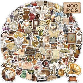 400 PCS Vintage Stickers for Scrapbook, Aesthetic Retro Stickers for Vision Board Junk Journal Supplies Cottagecore Nostalgic Art Sticker Pack Laptop Adults Teens Diary Vintage Gifts