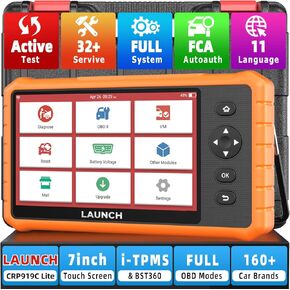LAUNCH X431 CRP919C Bidirectional Scan Tool, 2024 Newest 32+ Reset Services Active Test Full System Diagnostic OBD2 Scanner, OBD Diagnostic Tool for All Vehicle AutoVIN FCA Autoauth 2 Year Free Update