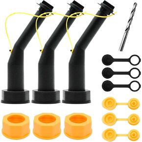 3 Packs Gas Can Spout Replacement Universal Kit Leakproof Angle Nozzles Gasket Filter Screen Vent Cap Drill Bit Compatible with Midwest Blitz Gott Rubbermaind Essence Scepter (3 Packs)