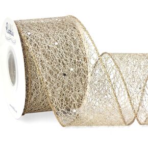 Ribbli Purple Glitter Mesh Wired Ribbon for Christmas Tree Purple Sparkling Ribbon 2.5 Inch x 10 Yard Christmas Wired Ribbon for Crafts Big Bow Gift Wrapping Wreath