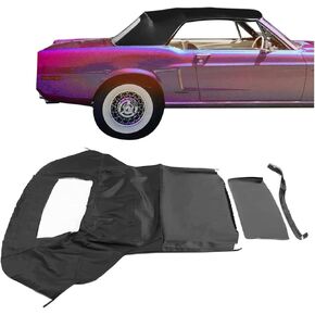 Kojem Convertible Soft Top Compatible with 1983-1993 Ford Mustang Soft Roof w/ Plastic Window (Black)
