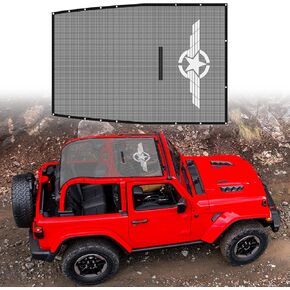 RT-TCZ Sunshade Mesh Shade Top Cover for Jeep Wrangler JL JLU 2-Door 2018-2021, Star Wings Style