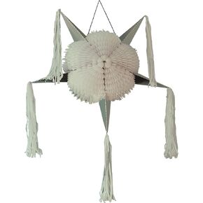 5-Point Star Large White Christmas Pinata, Piñata White and Silver, Elegant Mexican Party Decoration Piñata Blanca, Adult Birthday Wedding Pinata for Adults, Kids Baptism Piñata