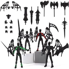 4PCS T13 Action Figure,Assembly Completed Titan 13 Action Figure 3D Printed Multi-Jointed Movable,5.54-inch Movable Robot Dummy13,Lucky 13 Action Figures (4PCS Color(A+B+C+D))