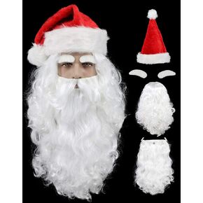 yuehong Men's Long White Wig Christmas Santa Halloween Cosplay Curly Party Wigs