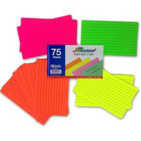Neon Color Ruled Index Flash Cards For School, Studying, Organizing, Memorizing | 3x5-inch Fluorescent (6 Pack / 450-Count)