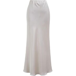 CHICWISH Women Satin Midi Skirt High Waist A Line Flared Solid Skirts Summer Elegant Party Flowy Long Skirts