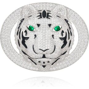 Tiger silver belt buckle, Belt Buckle Men Western Cowboy, Men's Luxury Silver Tiger Buckle