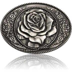 Antique Rose Belt Buckles for Women Men Western Cowboy Cowgirl Floral Belt Buckle Christmas Halloween Gifts