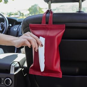 KINIVA Car Tissue Holder Sun Visor Napkin Tissue Box Holder for Car Visor Leather Tissue Holder DOX Dispenser for Car Bathroom (15 White)