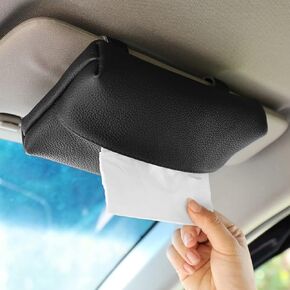 KINIVA Car Tissue Holder Sun Visor Napkin Tissue Box Holder for Car Visor Leather Tissue Holder DOX Dispenser for Car Bathroom (15 White)
