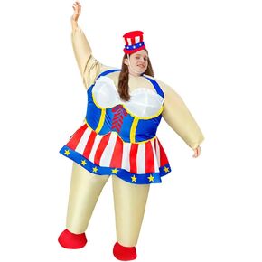 Leprechaun Inflatable Costume Adult Green Leprechaun Costume Irish Blow up Suit St.Patrick's Day Costume with Skirt